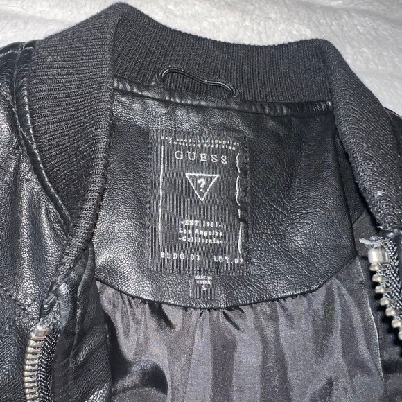 GUESS Faux Leather Quilted Bomber Jacket - Picture 3 of 12